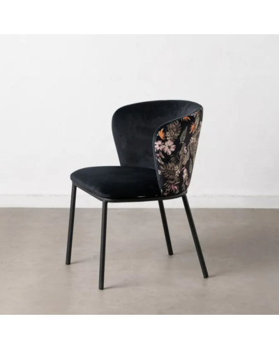 SILLA FLORES NEGRO TEJIDO-METAL SALÓN 58 X 52 X 77 CM | Sillas y Taburetes |      MATERIAL TEJIDO-METAL  MODELO HOJAS  TEMPOR...